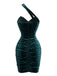 1960s Velvet One-Shoulder Ruched Bodycon Dress
