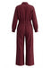 Dark Red 1980s Long Sleeve Wide Leg Jumpsuit 2