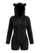Hooded Teddy Bear Embroidered Fleece Romper 9