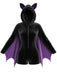Black 1960s Halloween Bat Wing Hooded Velvet Romper