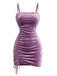 Violet 1960s Square Neck Ruched Velvet Bodycon Dress