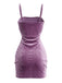 Violet 1960s Square Neck Ruched Velvet Bodycon Dress