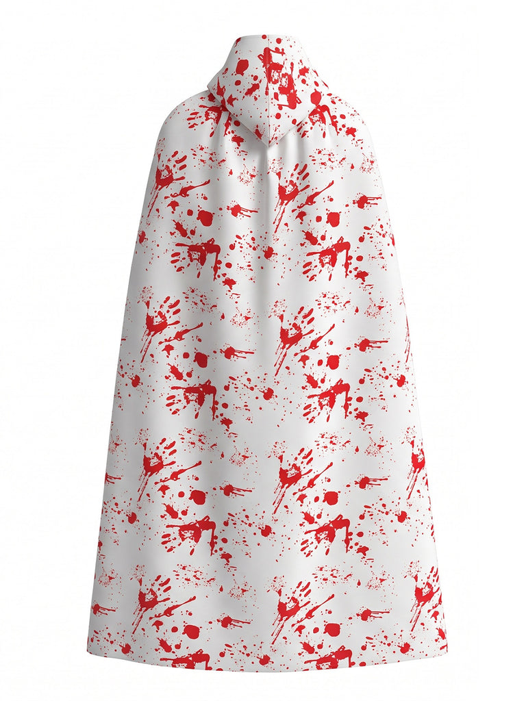 1970s Halloween Bloody Handprint Hooded Cloak Cape