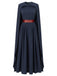 Navy Blue 1970s Queen Cosplay Pleated Dress with Cape