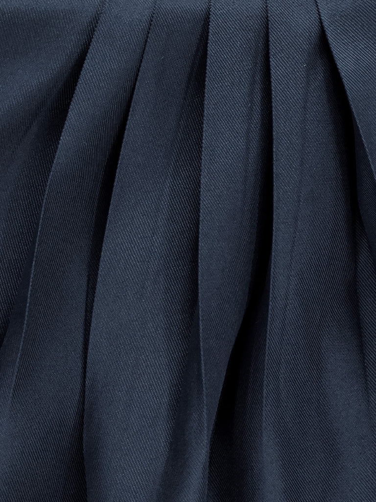 Navy Blue 1970s Queen Cosplay Pleated Dress with Cape