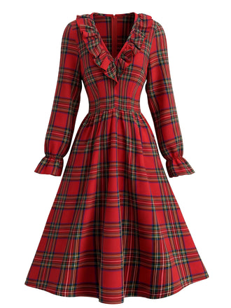 1950s Christmas Plaid Dress 3