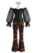 2PCS 1970s Gothic Off Shoulder Sheer Corset & Pumpkin Pants
