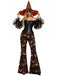 2PCS 1970s Gothic Off Shoulder Sheer Corset & Pumpkin Pants