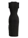 Black 1970s Paisley Print V Neck Ruffle Slit Midi Dress
