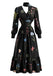 Black 1950s Floral V Neck Dress 1