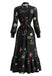 Black 1950s Floral V Neck Dress 2