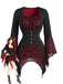 1970s Gothic Square Neck Skull Lace Flare Sleeve Top