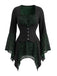 1970s Gothic Square Neck Skull Lace Flare Sleeve Top