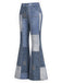 [Pre-Sale] Blue 1970s Star Patchwork Denim-Print Flared Pants