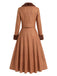 [Pre-Sale] 2PCS Brown 1940s Plaid Faux-Fur Notched Cropped Jacket & Skirt