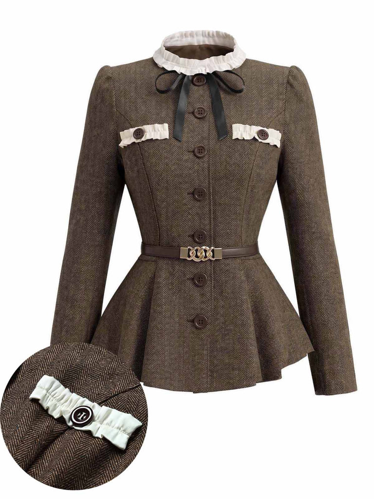 Light Brown 1940s Plaid Jacket 1