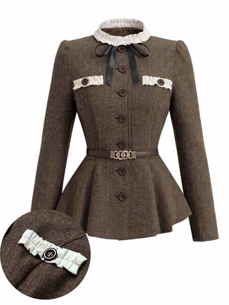 Light Brown 1940s Plaid Jacket 1
