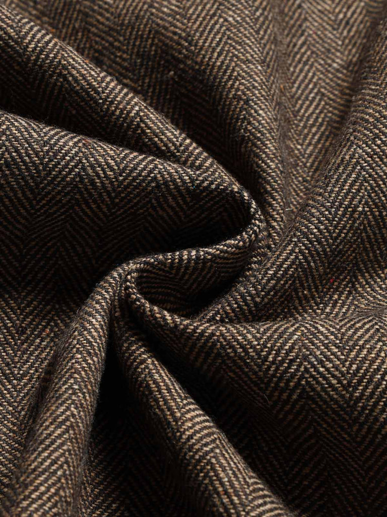 Light Brown 1940s Plaid Dress 10
