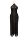 Fringe Halter Back Slit Evening Maxi Dress 1