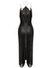 Fringe Halter Back Slit Evening Maxi Dress 2