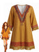 Brown 1970s V-Neck Boho Tassel Fringe Dress