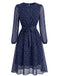 1940s Round Neck Polka Dot Chiffon Belted Dress
