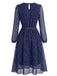 1940s Round Neck Polka Dot Chiffon Belted Dress