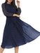 1940s Round Neck Polka Dot Chiffon Belted Dress