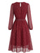 1940s Round Neck Polka Dot Chiffon Belted Dress