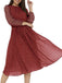1940s Round Neck Polka Dot Chiffon Belted Dress