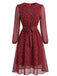 1940s Round Neck Polka Dot Chiffon Belted Dress