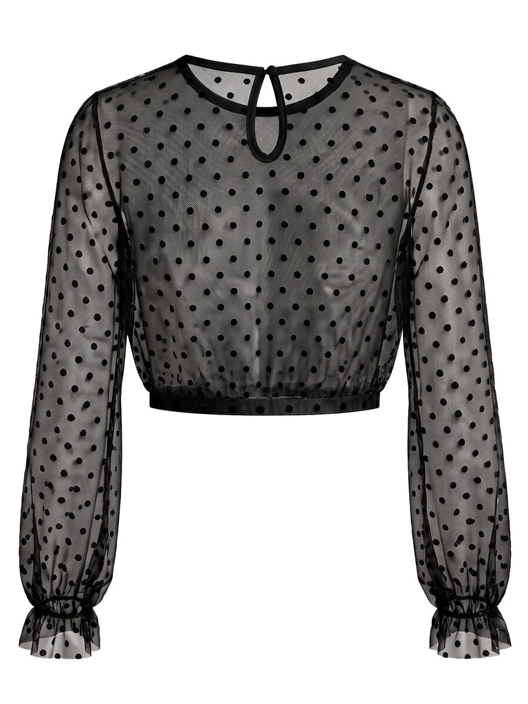 3PCS 1950s Polka Dot Crop Top & Dress With Leopard Apron