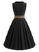 Brown 1950s Ruffled Square Neck Dress & Leopard Apron