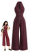 1940s Halter Wide-Leg Denim-Look Jumpsuit