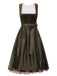 [Pre-Sale] Olive Green 1950s Square Neck Floral Dress & Apron