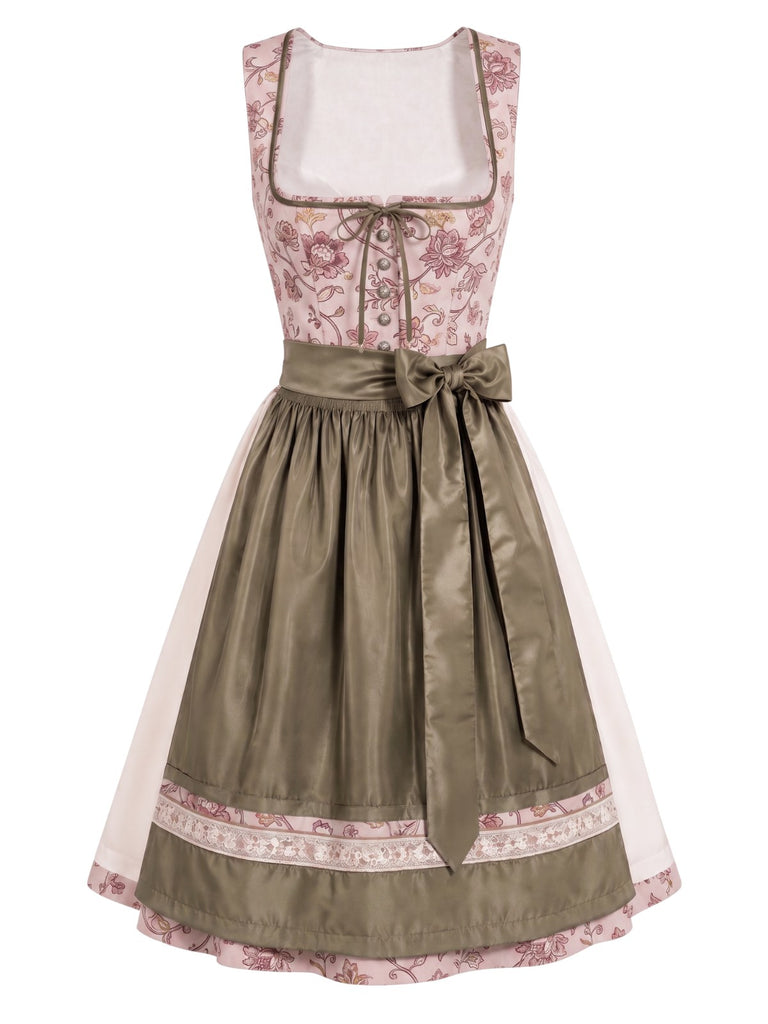 [Pre-Sale] Pink 1950s Floral Square Neck Dress & Apron
