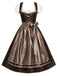 [Pre-Sale] Brown 1950s Lace Up Square Neck Dress & Apron & Puff Sleeve Top