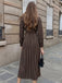 Dark Brown 1970s Striped Dress 3