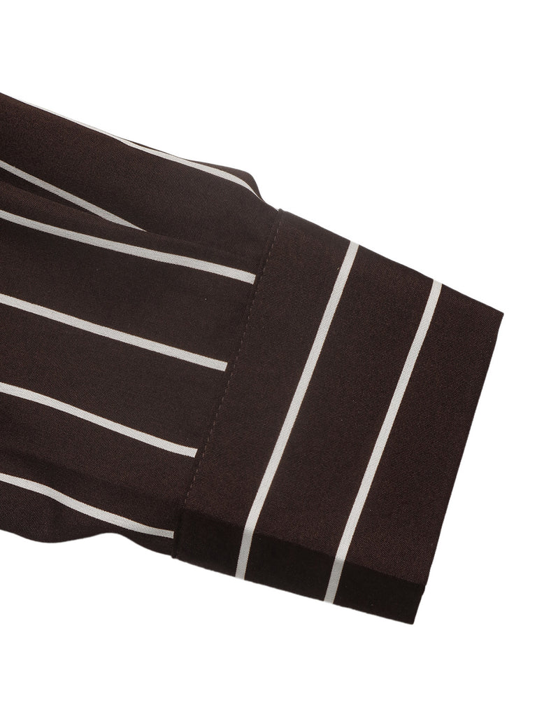 Dark Brown 1970s Striped Dress 5