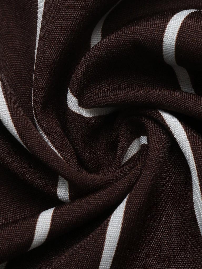 Dark Brown 1970s Striped Dress 6