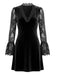 Velvet Lace Trim V Neck Mini Dress 1
