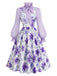 [Pre-Sale] 2PCS 1950s Bow-Tie Neck Blouse & Ditsy Floral Dress