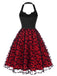 [Pre-Sale] Red & Black 1950s Halter Halloween Bat Tulle Bow Dress