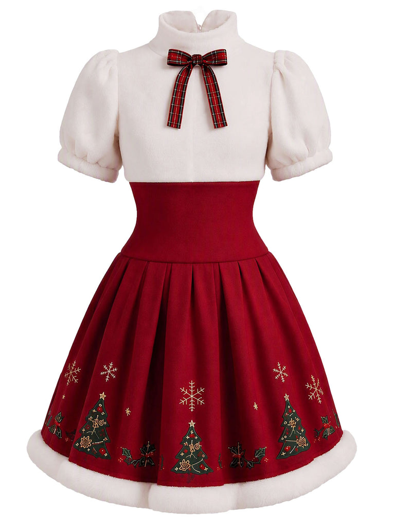 [Pre-Sale] 1950s Red White Bow Trim Mini Dress 3