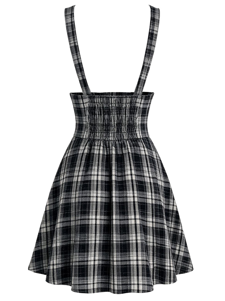 [Pre-Sale] 1950s Black and White Plaid Pinafore Dress 3