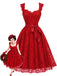 Orange Red 1950s Lace Dress 1