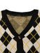 Color Block Diamond Knit Cropped Cardigan 3