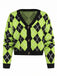 Color Block Diamond Knit Cropped Cardigan 9