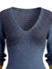 Blue 1960s Contrast Lace Trim V Neck Knit Mini Dress