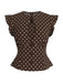 [Pre-Sale] Brown 1950s Polka Dot Tie Neck Peplum Top & Skirt Set